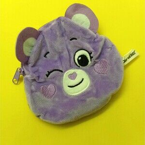 light purple care bear face  soft mini bag with chain